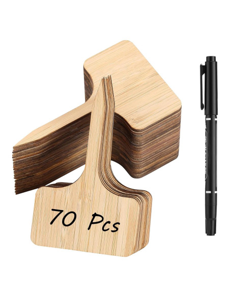 70 Etiquetas de Planta de Bambú CJFocus 6x10 cm Naturales