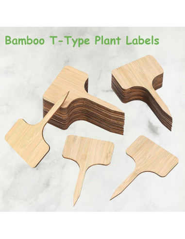 70 Etiquetas de Planta de Bambú CJFocus 6x10 cm Naturales