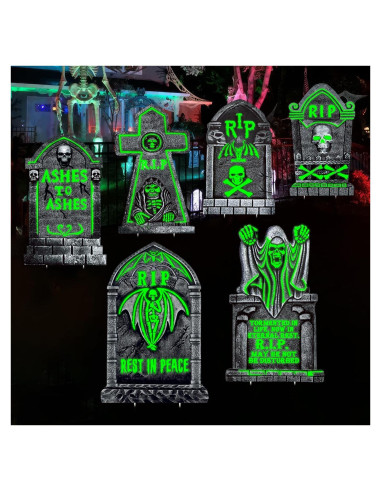 Decoración de Tumbas que Brillan en la Oscuridad CiniQy 6 Pcs