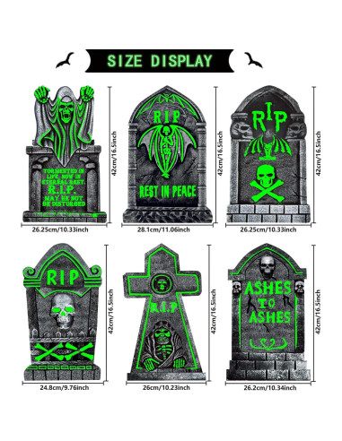 Decoración de Tumbas que Brillan en la Oscuridad CiniQy 6 Pcs