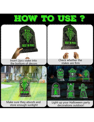 Decoración de Tumbas que Brillan en la Oscuridad CiniQy 6 Pcs