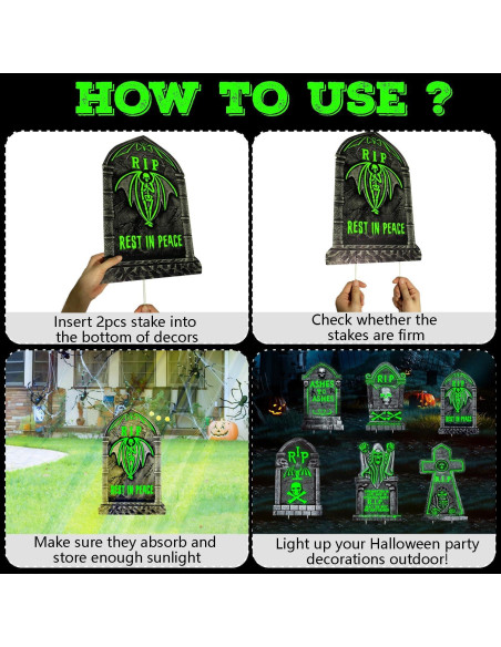 Decoración de Tumbas que Brillan en la Oscuridad CiniQy 6 Pcs