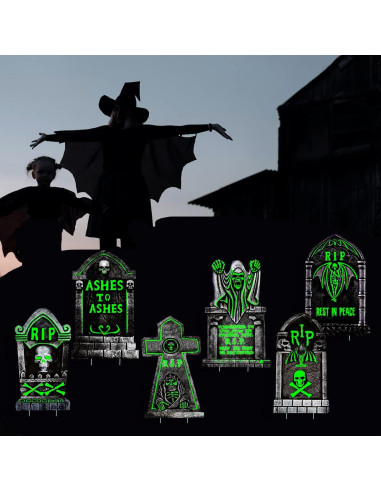 Decoración de Tumbas que Brillan en la Oscuridad CiniQy 6 Pcs
