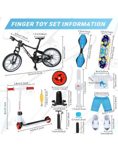 35 Piezas Mini Juguetes para Dedos Charniol - Patineta y Bicicleta 2