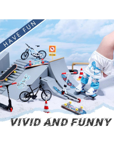 35 Piezas Mini Juguetes para Dedos Charniol - Patineta y Bicicleta