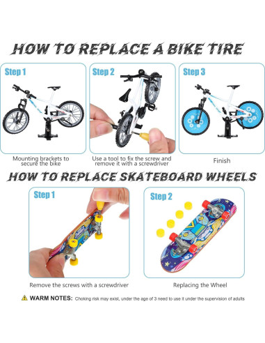 35 Piezas Mini Juguetes para Dedos Charniol - Patineta y Bicicleta