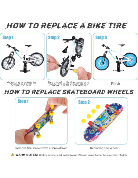 35 Piezas Mini Juguetes para Dedos Charniol - Patineta y Bicicleta