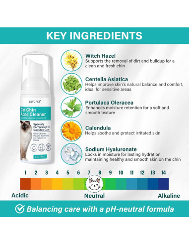 Limpiador de Acné para Gatos GJYC PET 60 ml - Sin Enjuague