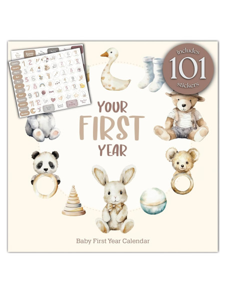 Calendario del Primer Año del Bebé Bibi & Beau con 100 Pegatinas