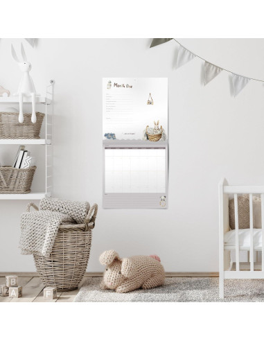 Calendario del Primer Año del Bebé Bibi & Beau con 100 Pegatinas