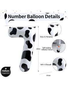 Globo Número 7 Gigante Isndare 101 cm Diseño de Vaca 2