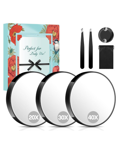 Conjunto de Espejos de Aumento MIYADIVA 20X 30X 40X Portátil