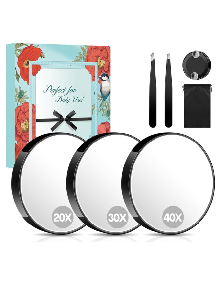 Conjunto de Espejos de Aumento MIYADIVA 20X 30X 40X Portátil