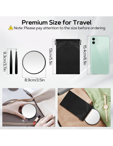 Conjunto de Espejos de Aumento MIYADIVA 20X 30X 40X Portátil