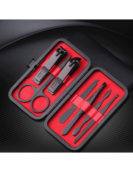 Juego de Cortauñas Aubcee 7 en 1 Acero Inoxidable Negro