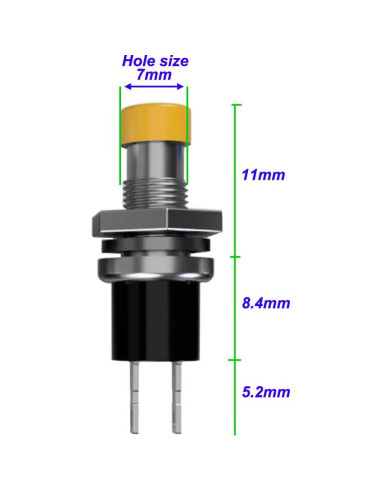 24 Botones Pulsadores Mini 7mm SPST Momentáneo 3V-230V Gebildet