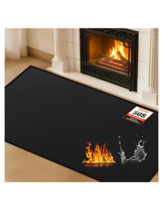 Alfombra Ignífuga para Chimenea TOHONFOO 99x64 cm Negra