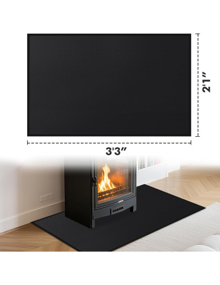 Alfombra Ignífuga para Chimenea TOHONFOO 99x64 cm Negra