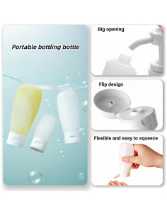 Conjunto de Botellas de Viaje Chinshwehaw 3-Pack Silicona 30ml 60ml 100ml 2