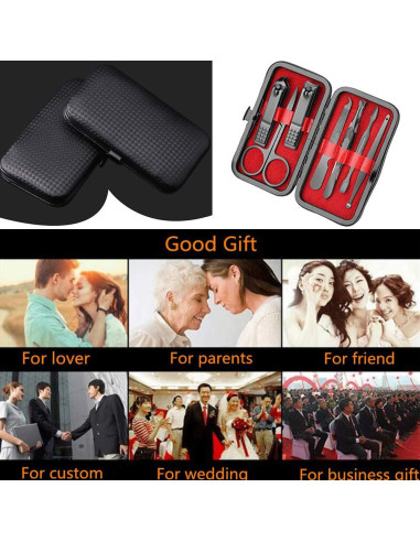 Juego de Cortauñas Aubcee 7 en 1 Acero Inoxidable Negro