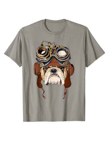 Camiseta Unisex Bulldog Inglés Steampunk Divertida