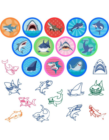 Sellos de Fiesta de Tiburón Cinrobiye 24 Pcs Pre-Inkados