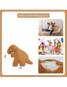Almohada de Dino Nugget TVVPGG 38 cm Suave y Divertida 2