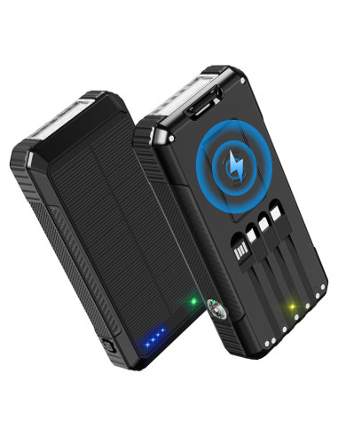 Banco de Energía Solar 49800mAh Cargador Rápido Inalámbrico