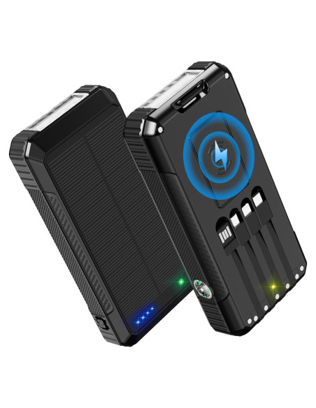 Banco de Energía Solar 49800mAh Cargador Rápido Inalámbrico