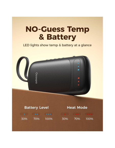 Calentadores de Manos Reutilizables OCOOPA UT3057-BK, 2 Piezas