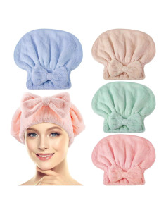 Paquete de 4 Gorras de Toalla de Microfibra IJRPLM - Secado Rápido