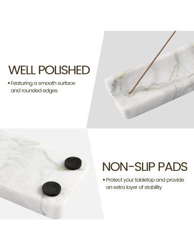 Soporte de Incienso de Mármol Koville Bianco Palomino 28x6 cm