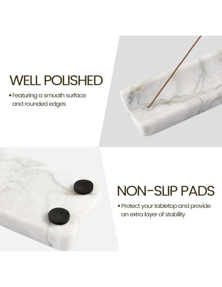 Soporte de Incienso de Mármol Koville Bianco Palomino 28x6 cm