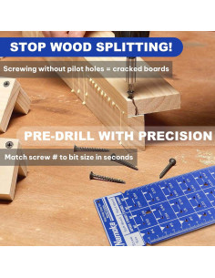 Tabla de Tamaños de Tornillos y Medidor de Brocas Namoka 15cm 2