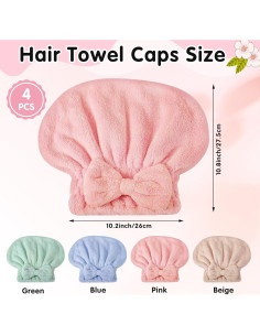 Paquete de 4 Gorras de Toalla de Microfibra IJRPLM - Secado Rápido 2