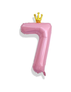 Globo de Número 7 Rosa Pastel 101,6 cm para Cumpleaños