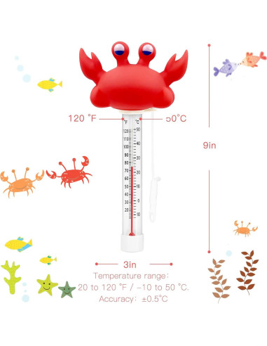 Termómetro Flotante para Piscina XY-WQ Cangrejo 22.86 cm