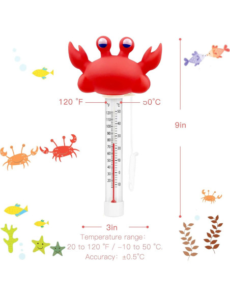 Termómetro Flotante para Piscina XY-WQ Cangrejo 22.86 cm