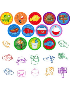 Sellos de Fiesta de Pesca Cinrobiye 24 PCS para Niños 2