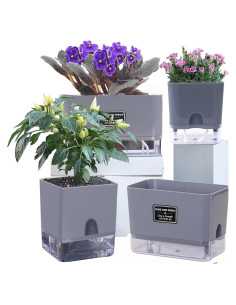 Macetas Autorriego FAMZ 4 Pack 18 cm Gris para Plantas