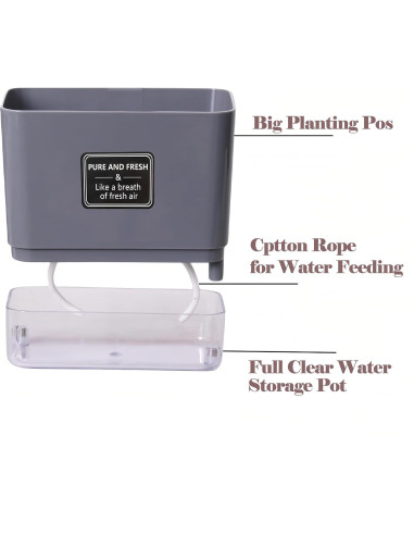 Macetas Autorriego FAMZ 4 Pack 18 cm Gris para Plantas