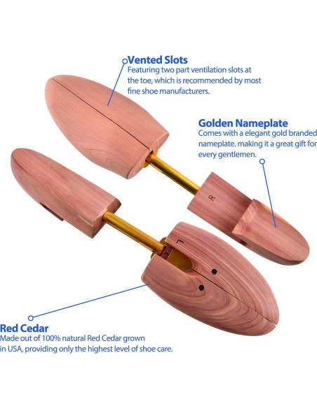 Árboles de Zapatos de Cedro TONGZANER Ajustables 2-Pack M