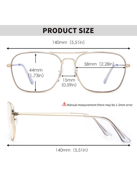 Gafas de Lectura Aviador JM para Mujeres 2-Pack Bloqueo Luz Azul