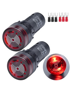 Zumbador Piezo 12V CC/CA LED Rojo 22mm ZJWZJH 2Pcs
