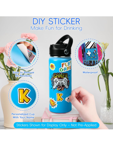 Botella de Agua Aislada 0.5L SEGXCFL Azul con Pajita