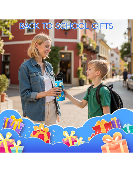 Botella de Agua Aislada 0.5L SEGXCFL Azul con Pajita