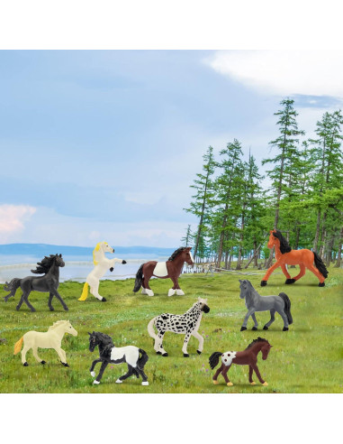 Figuras de Caballos Toymany 12PCS Miniaturas 5-8 cm