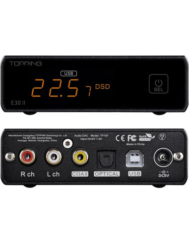 DAC TOPPING E30 II - Chips AK4493S, 24bit/192kHz, Plata