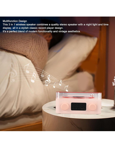 Altavoz Bluetooth 3 en 1 Asixxsix con Luz Nocturna Rosa