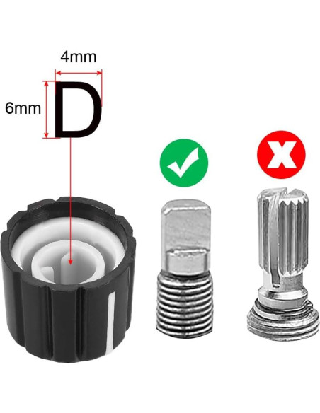 Perillas de Control de Potenciómetro uxcell 10 Pcs Tipo D 4x6mm Negras